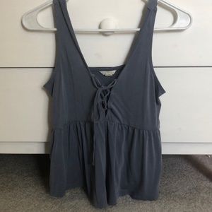Flowy Blue Tank-top Lace Up